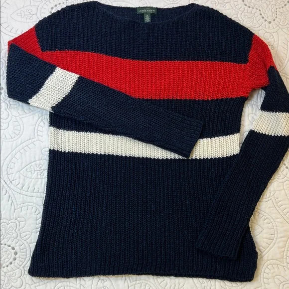 Lauren Ralph Lauren Striped Linen Long Sleeve Knit Crewneck Sweater - Women’s M - Picture 3 of 7